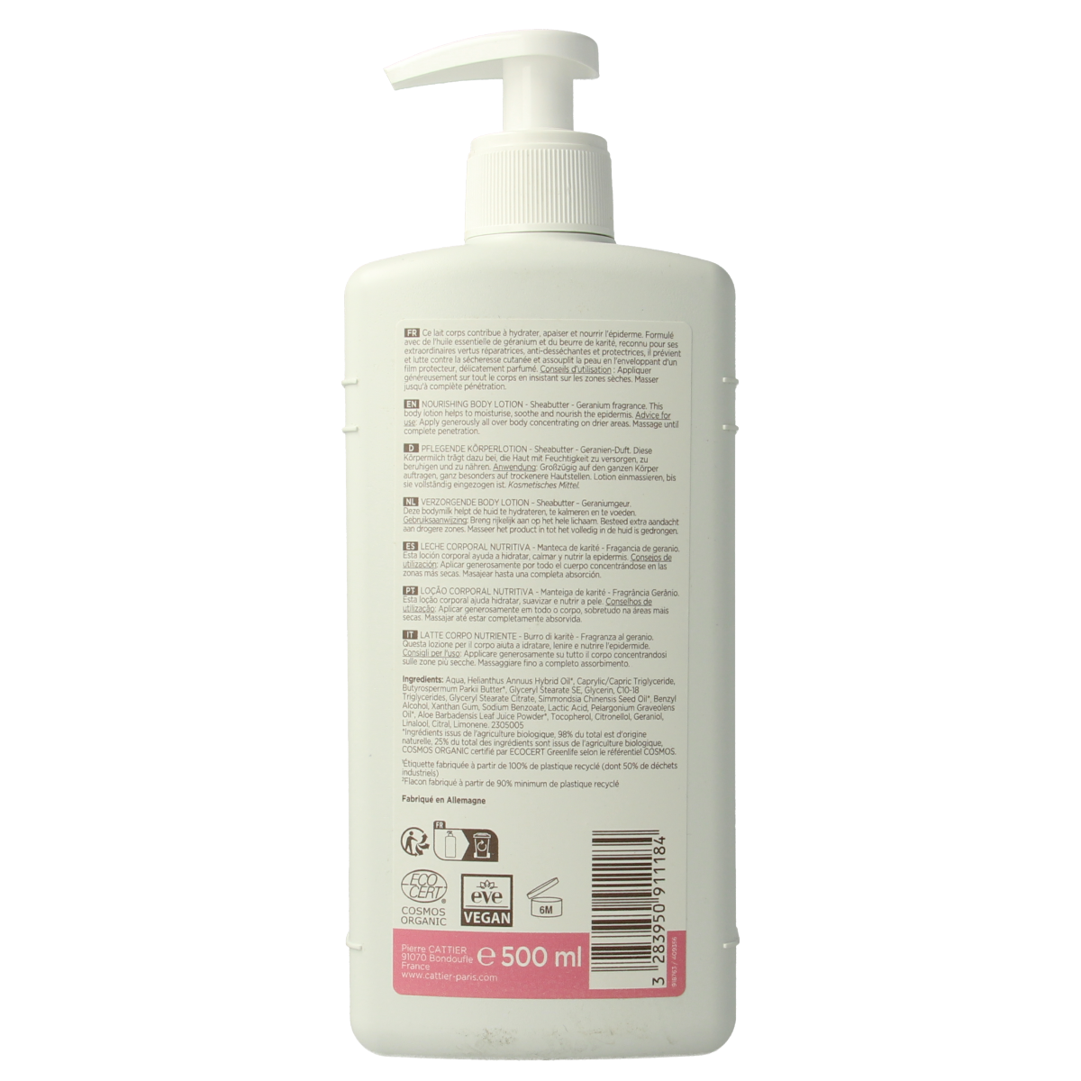Cattier Body milk shea butter/geranium 500.00 Milliliter
