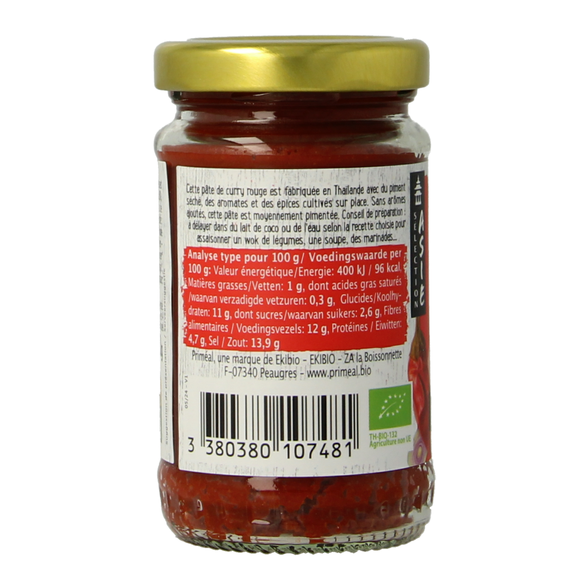 Primeal Rode curry pasta bio 120.00 Gram