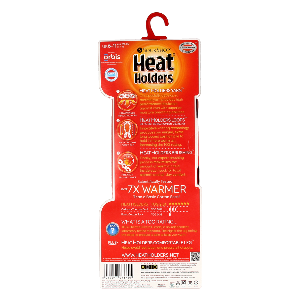 Heat Holders Mens slipper socks maat 6-11 deep blue 1.00 Paar