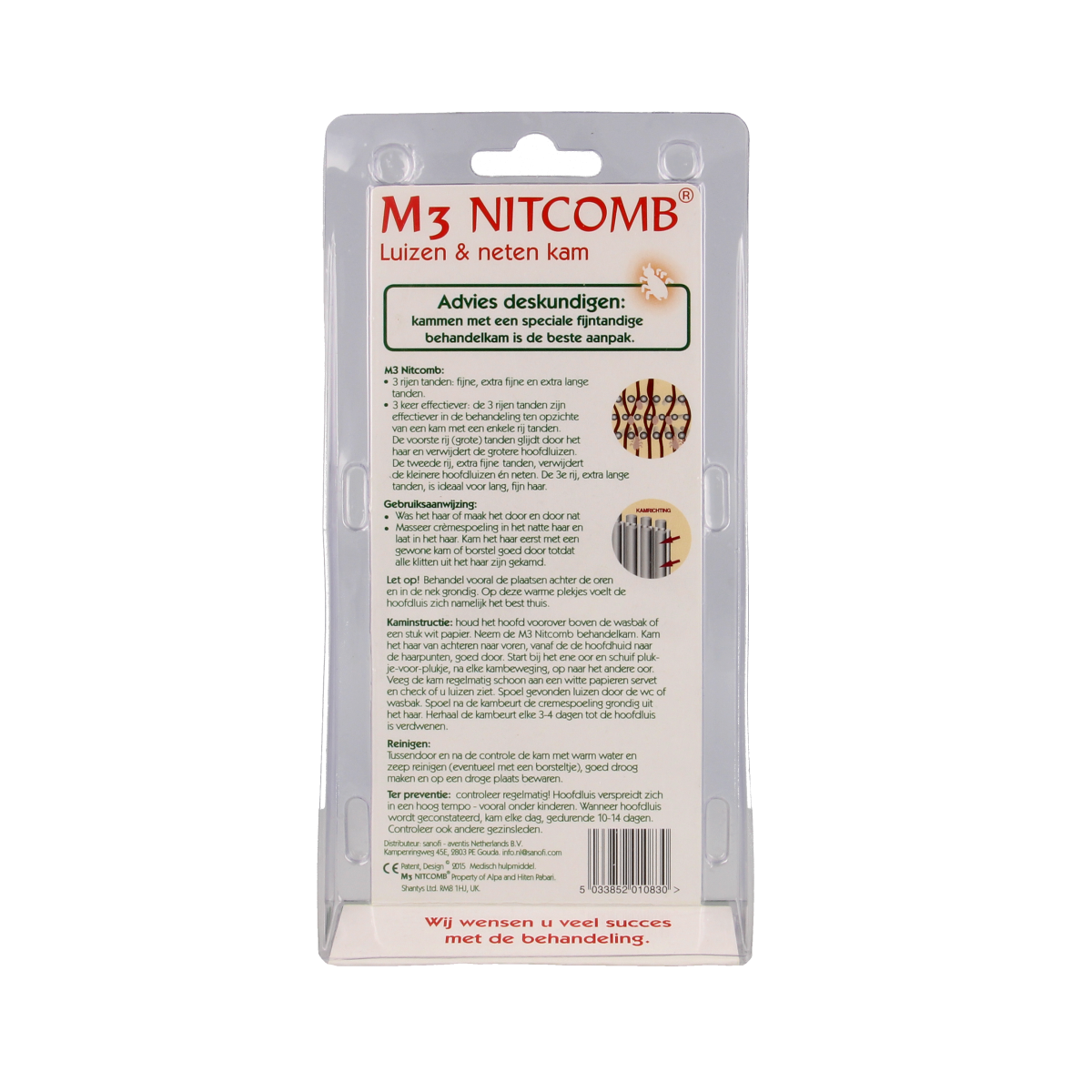 Nitcomb Nitcomb M3 anti luiskam lang en dun haar 1.00 Stuks