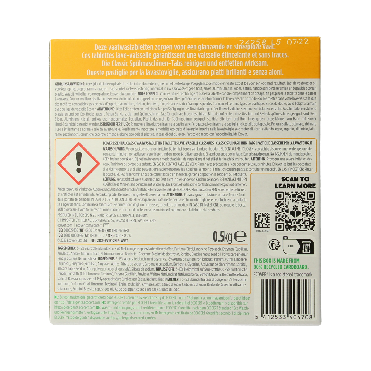 Ecover Essential vaatwastabletten 25.00 Stuks