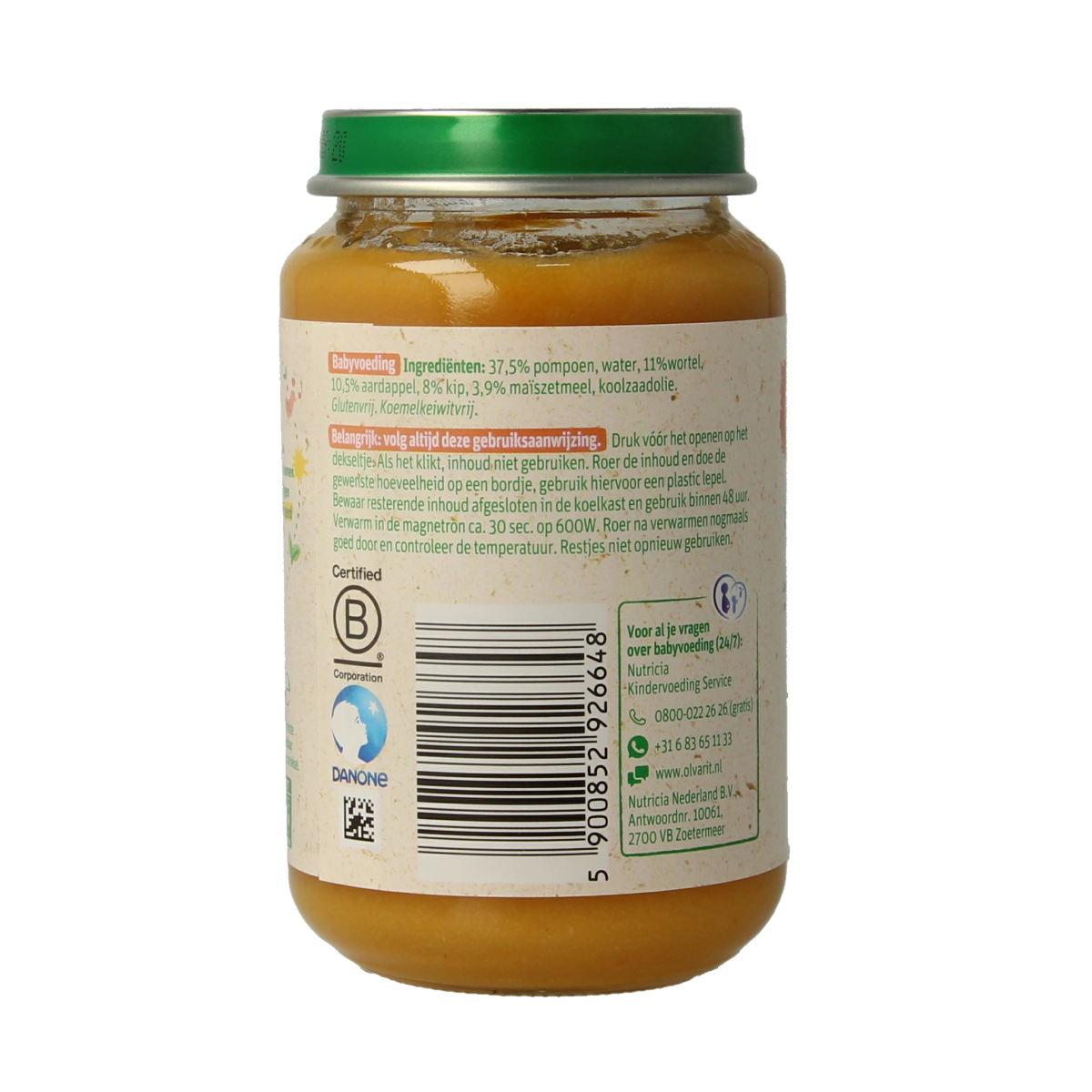 Olvarit Pompoen kip aardappel 6M09 200.00 Gram