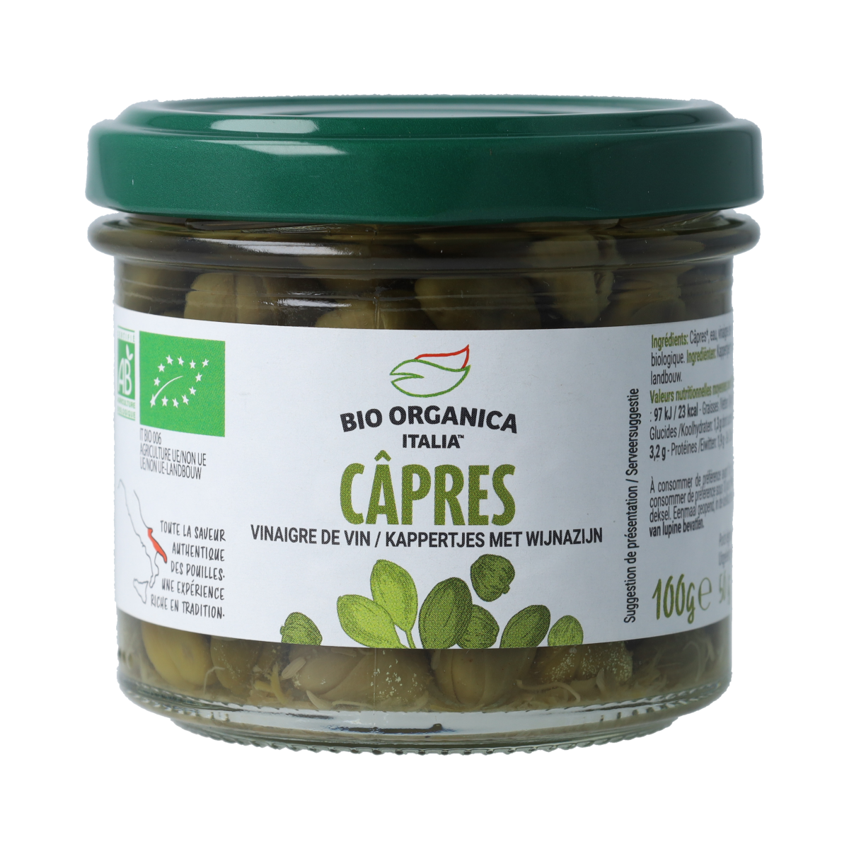 Bio Organica Kappertjes in azijn bio 100.00 Gram