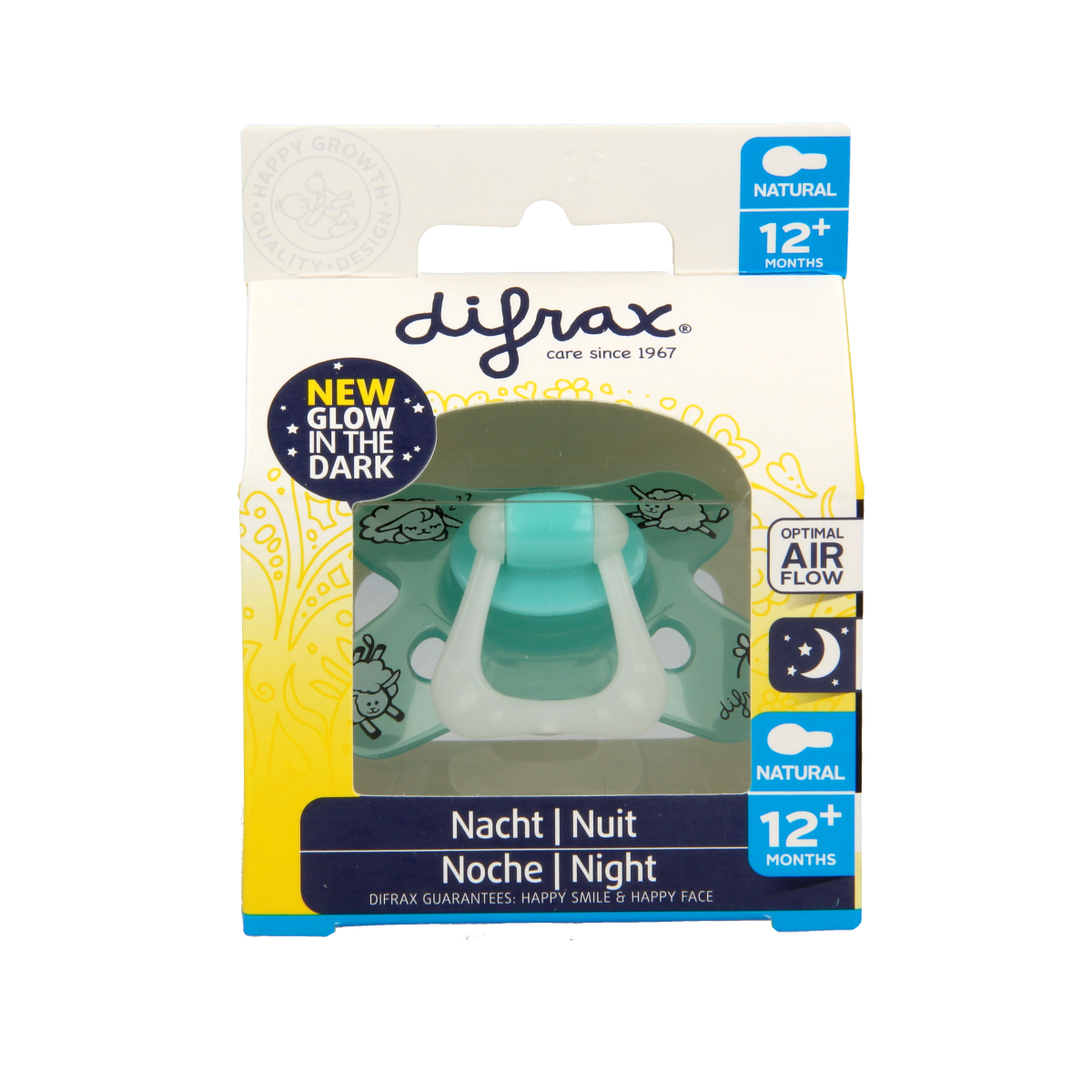 Difrax Fopspeen natural 12+ maanden nacht 1.00 Stuks