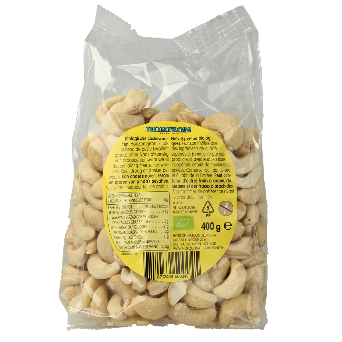 Horizon Cashewnoten heel bio 400.00 Gram