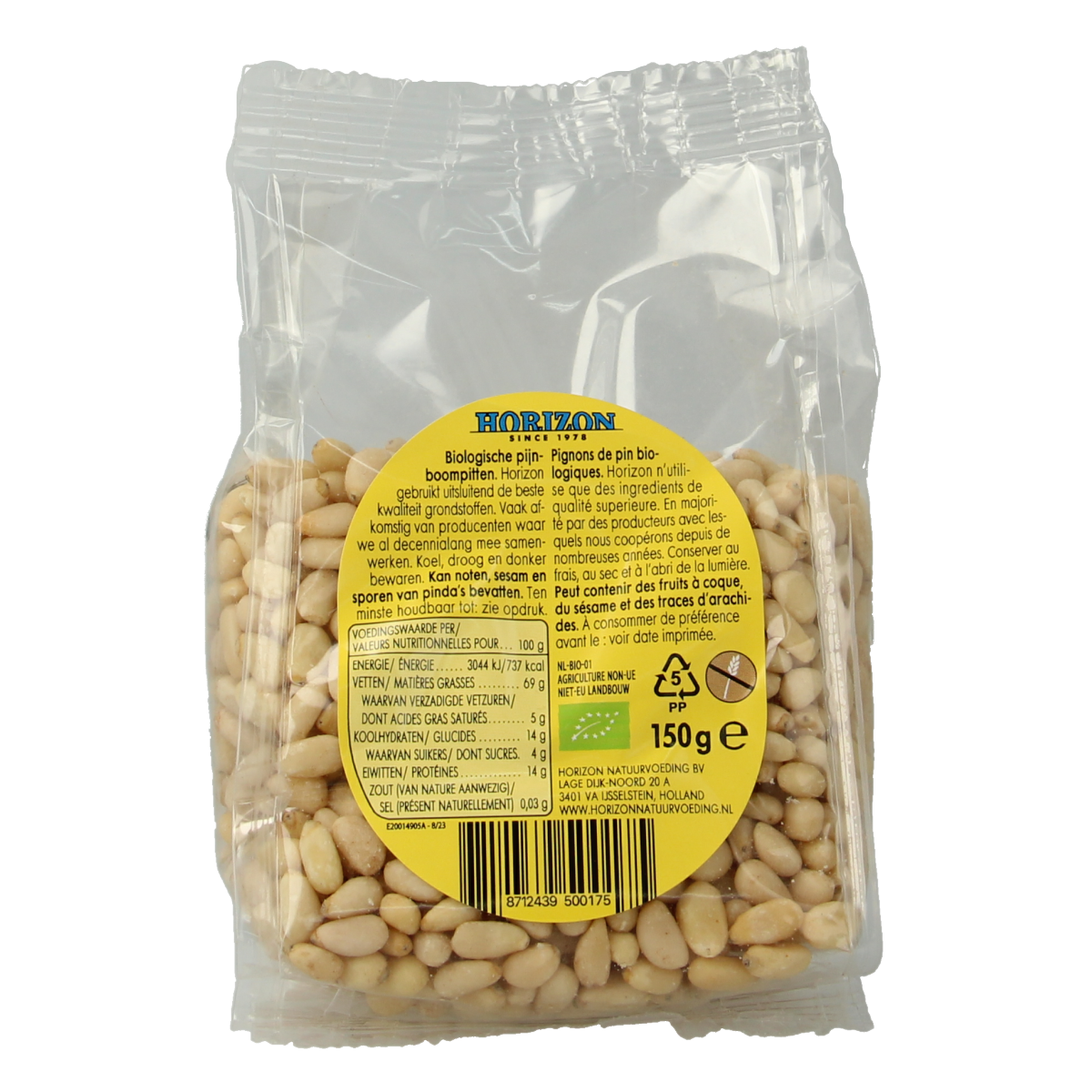 Horizon Pijnboompitten bio 150.00 Gram