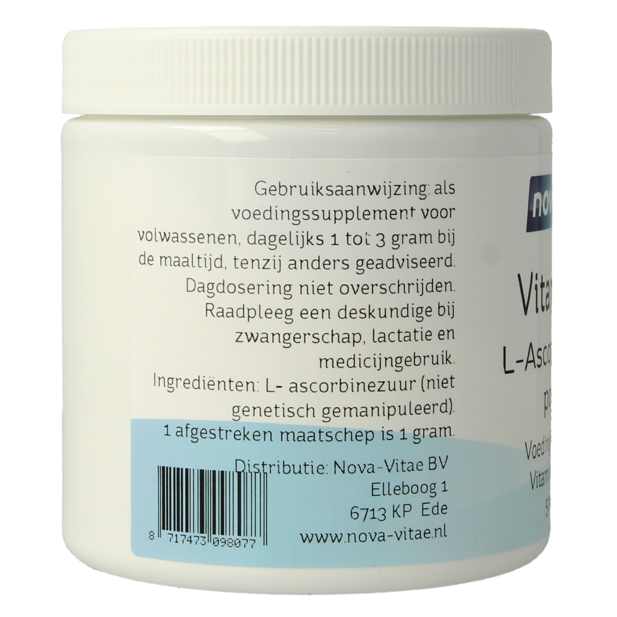 Nova Vitae Vitamine C ascorbinezuur poeder 500.00 Gram