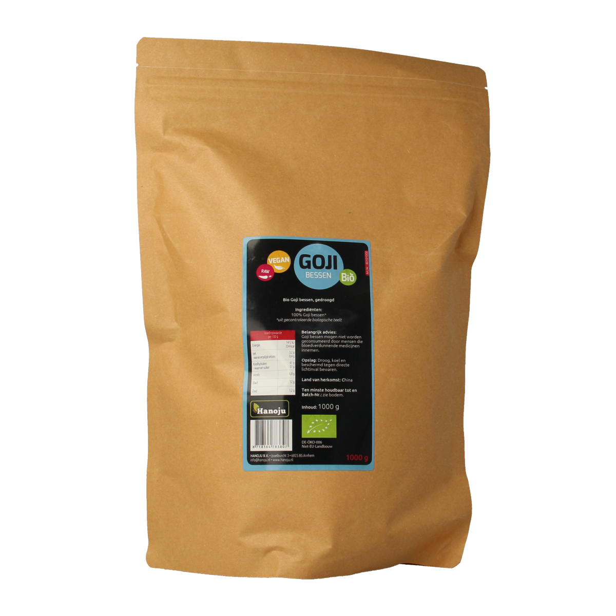 Hanoju Goji bessen zongedroogd bio 1.00 Kilogram