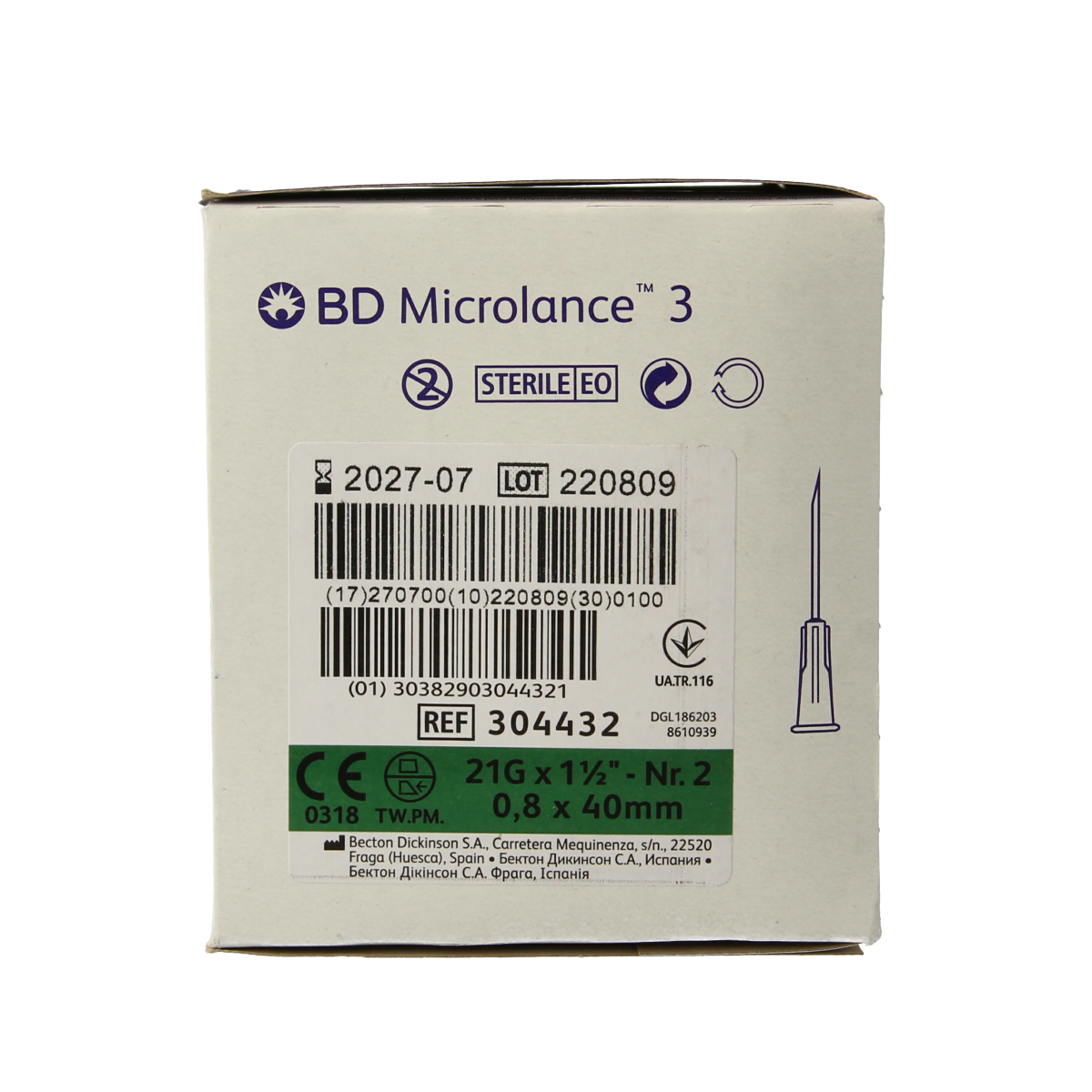 Becton Injectienaald B/D microlance 0.80 x 40 100.00 Stuks