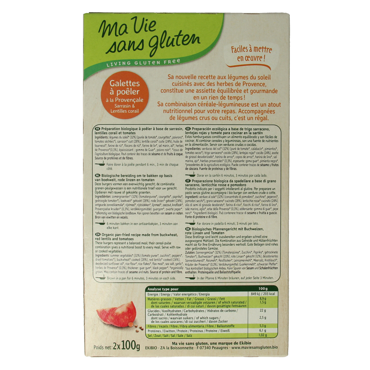 Ma Vie Sans Provencaalse burgers 2 x 100g glutenvrij vegan bio 2.00 Stuks