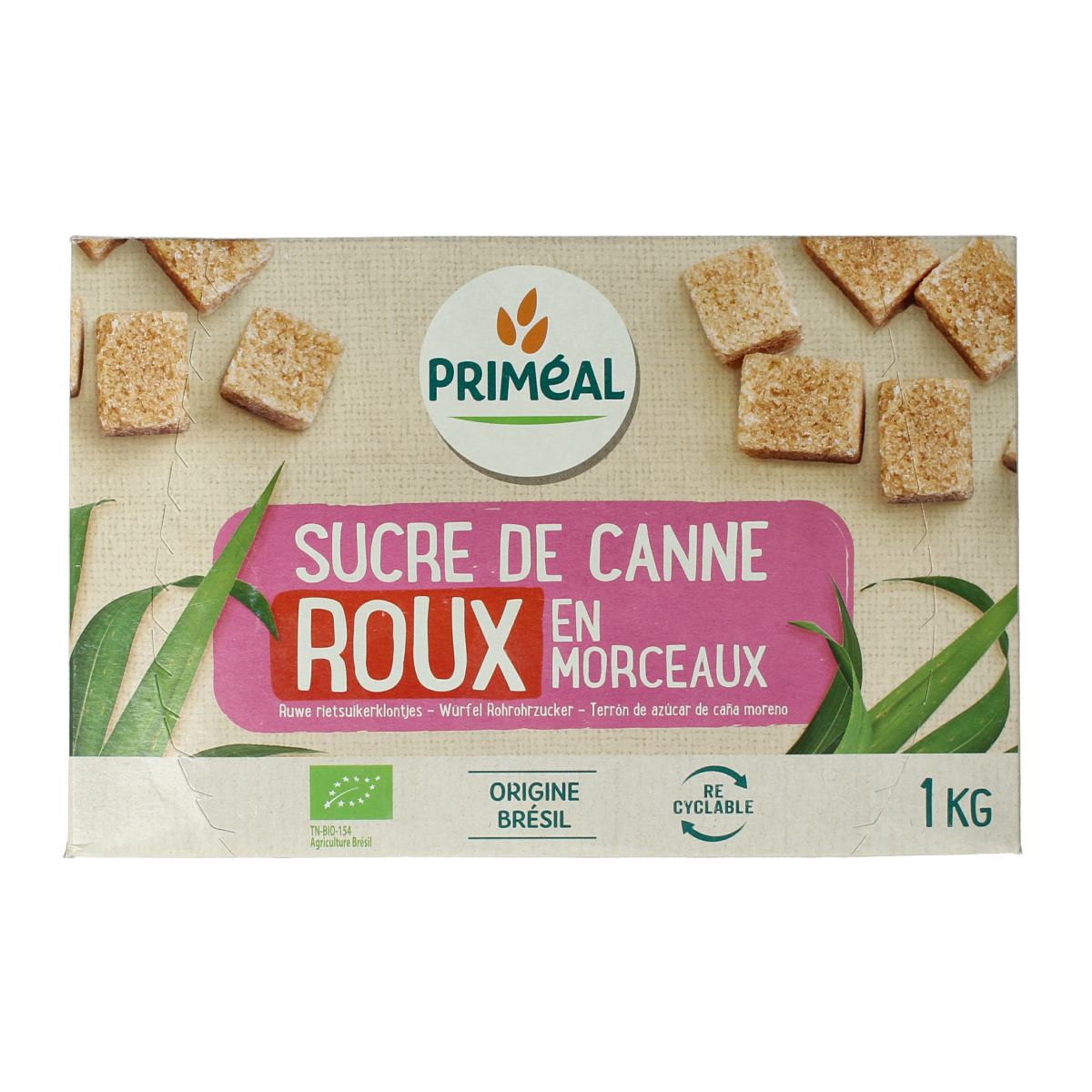 Primeal Bruine rietsuiker klontjes bio 1.00 Kilogram