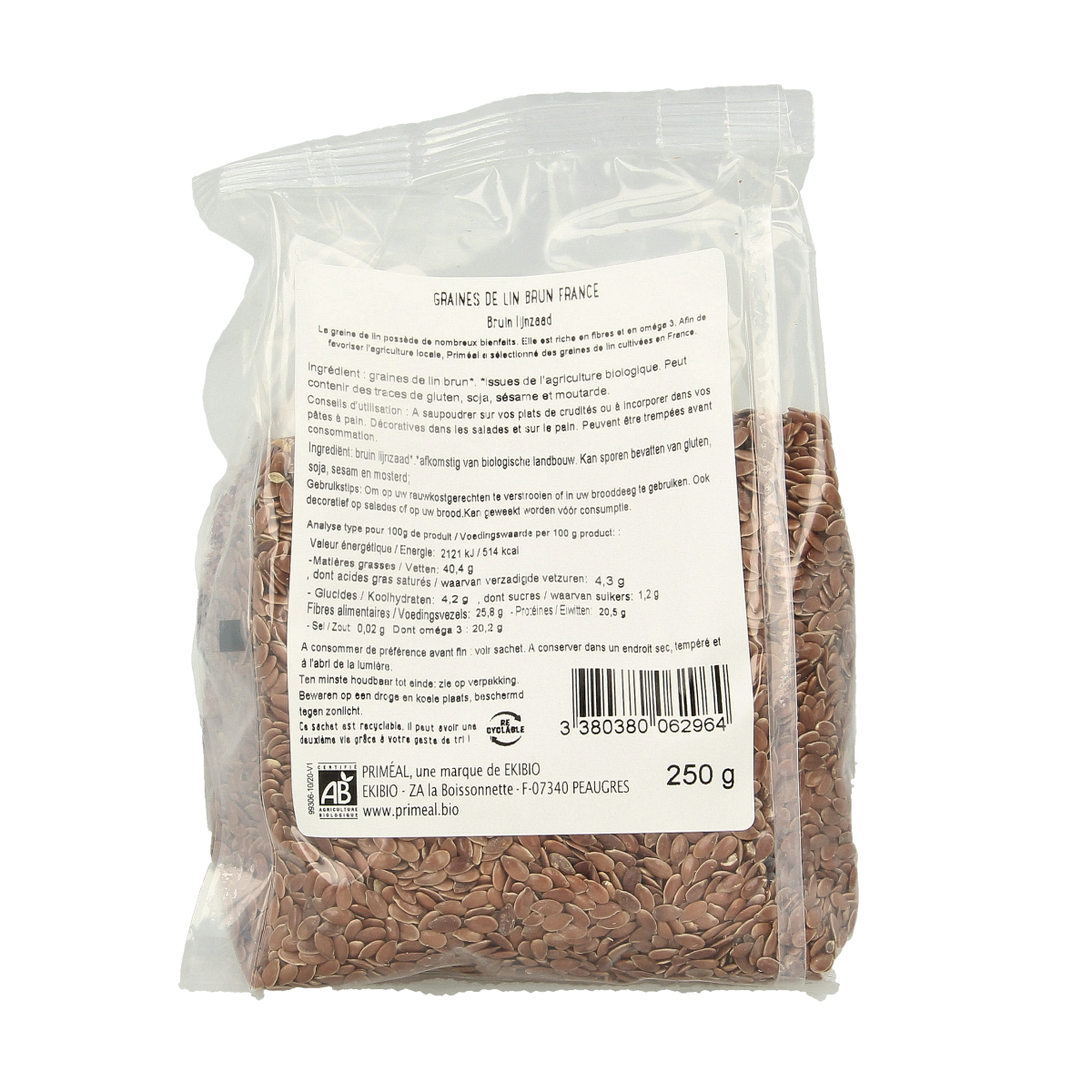 Primeal Lijnzaad bruin bio 250.00 Gram