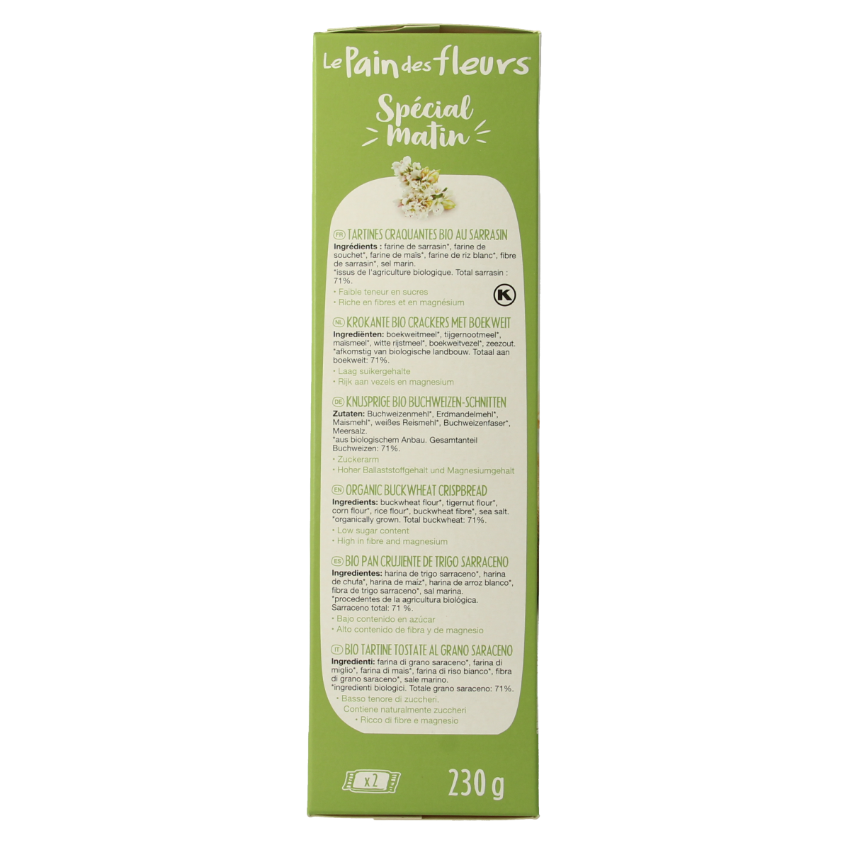 Pain Des Fleurs Special matin boekweit ontbijtcrackers bio 230.00 Gram