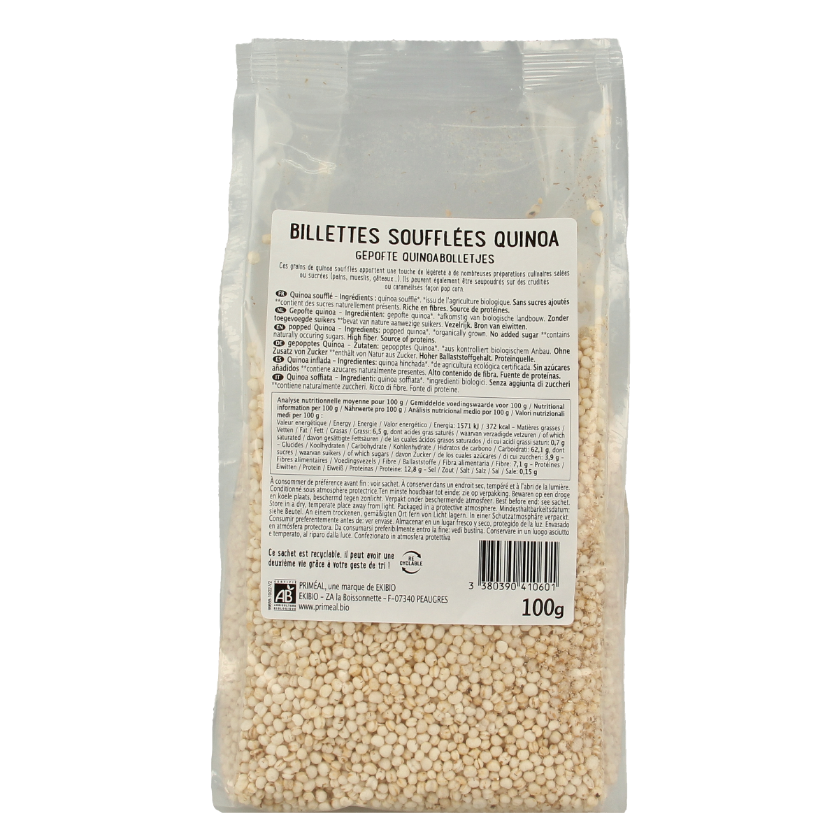Primeal Gepofte quinoa bio 100.00 Gram