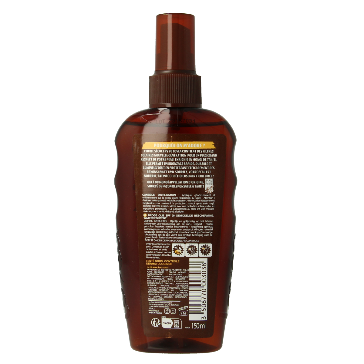 Lovea Dry oil medium protection tahiti monoi SPF20 150.00 Milliliter