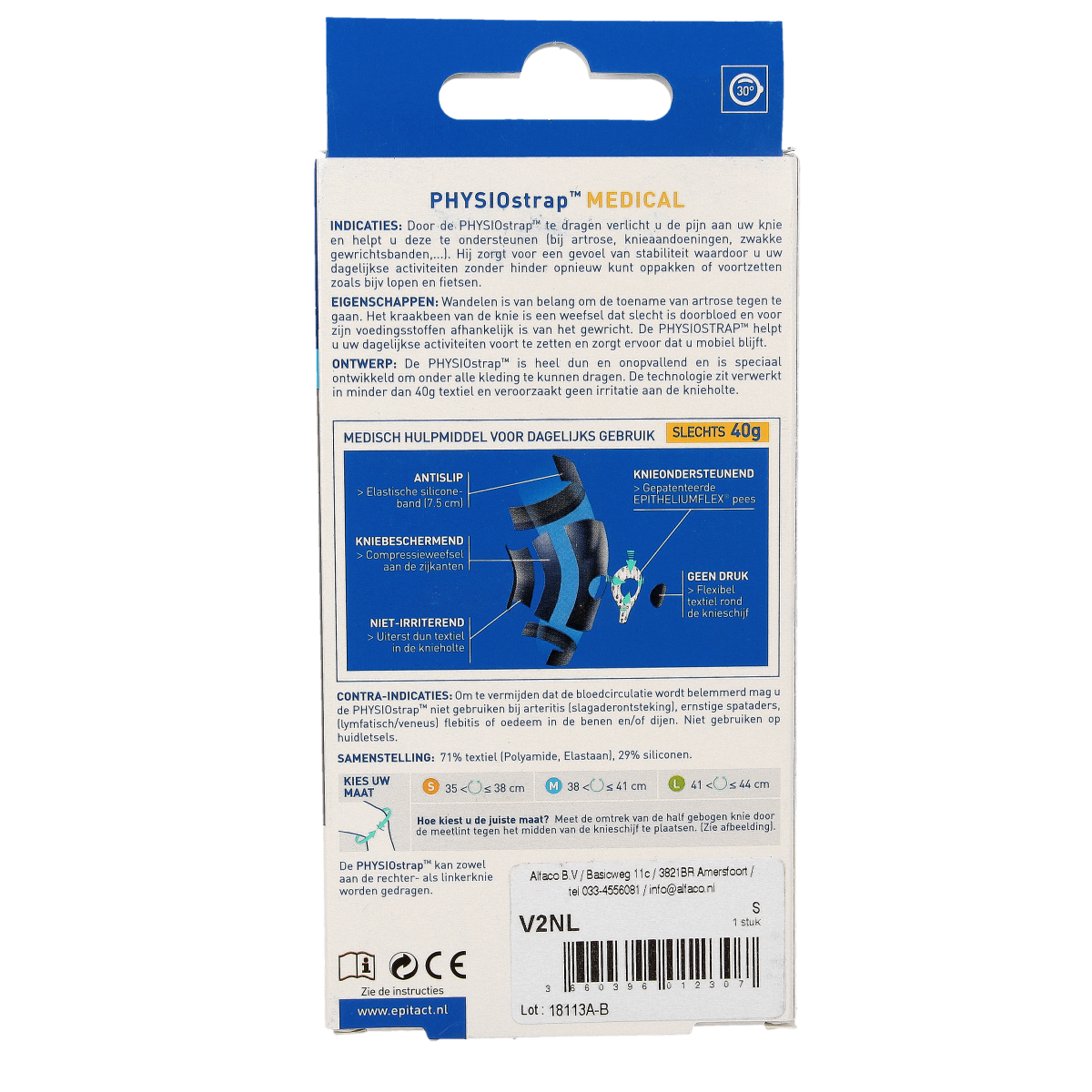 Epitact Knie medical maat S 35-38 1.00 Stuks