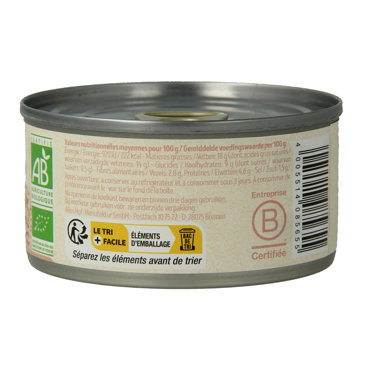 Tartex Pate naturel bio 125.00 Gram