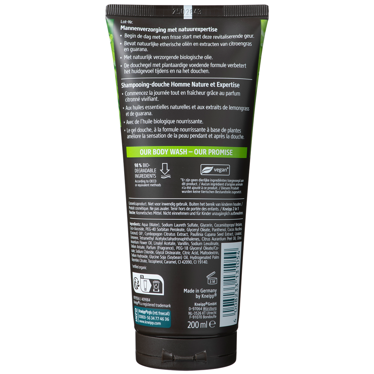 Kneipp 2-in-1 Men Douchegel & Shampoo Ready To Go 200.00 Milliliter