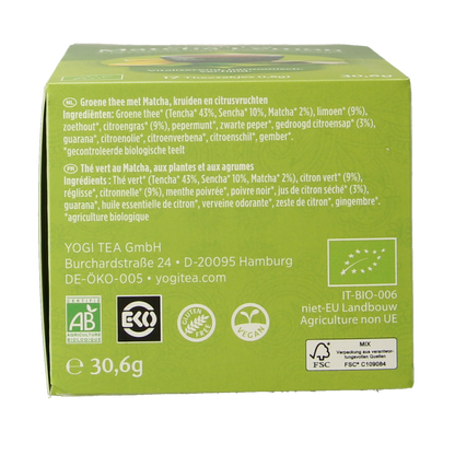 Yogi Tea Green tea matcha lemon bio 17.00 Zakjes