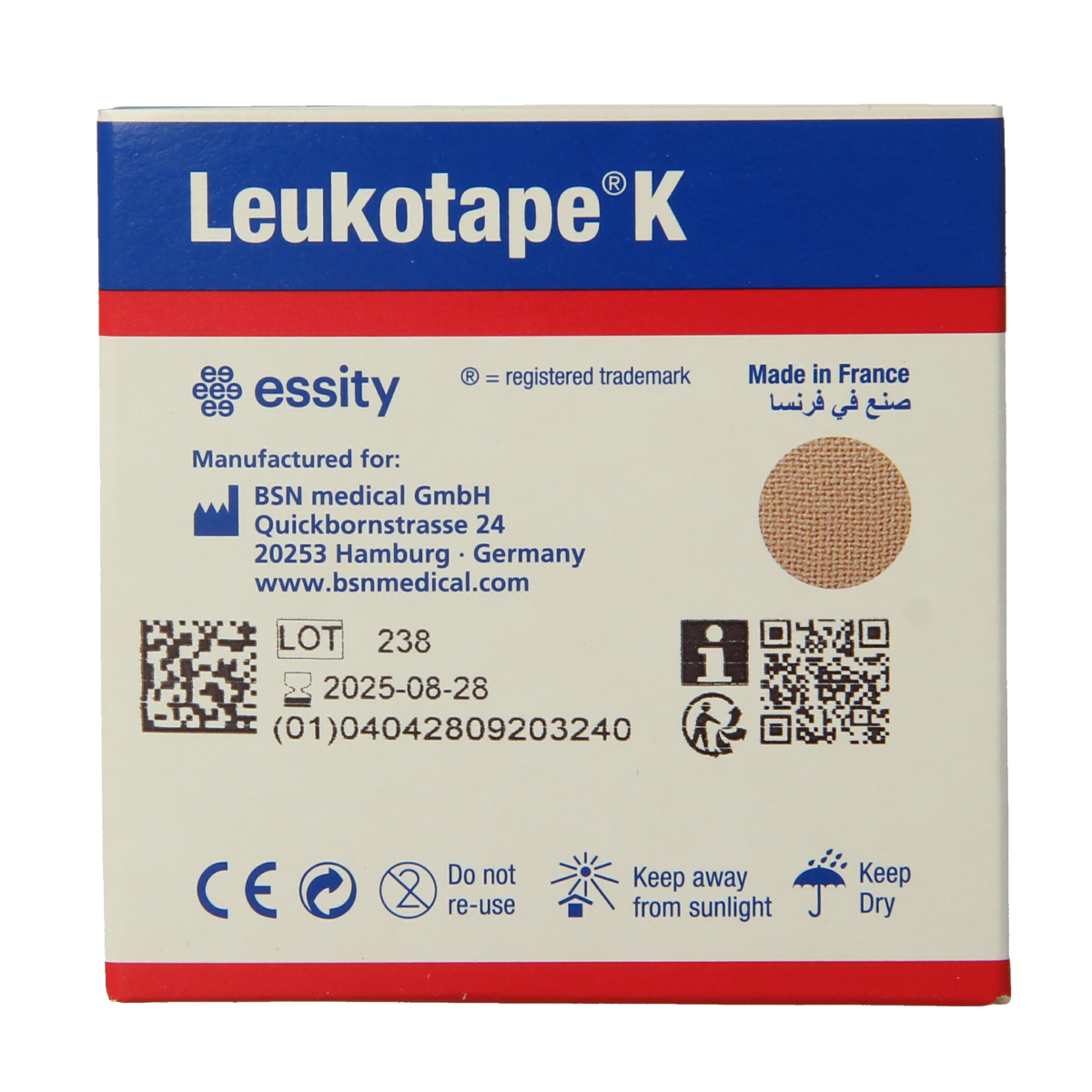 Leukotape K elastische tape 5m x 5cm huidkleur  1.00 Stuks