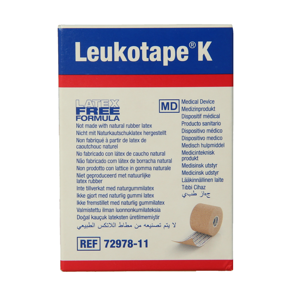 Leukotape K elastische tape 5m x 5cm huidkleur  1.00 Stuks