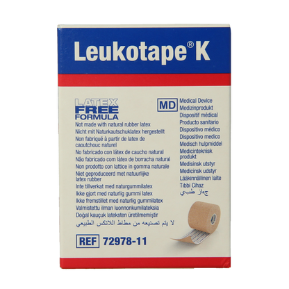 Leukotape K elastische tape 5m x 5cm huidkleur  1.00 Stuks