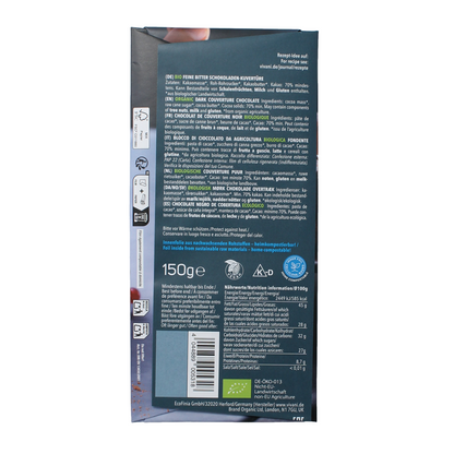 Vivani Couverture smeltchocolade puur bio 150.00 Gram