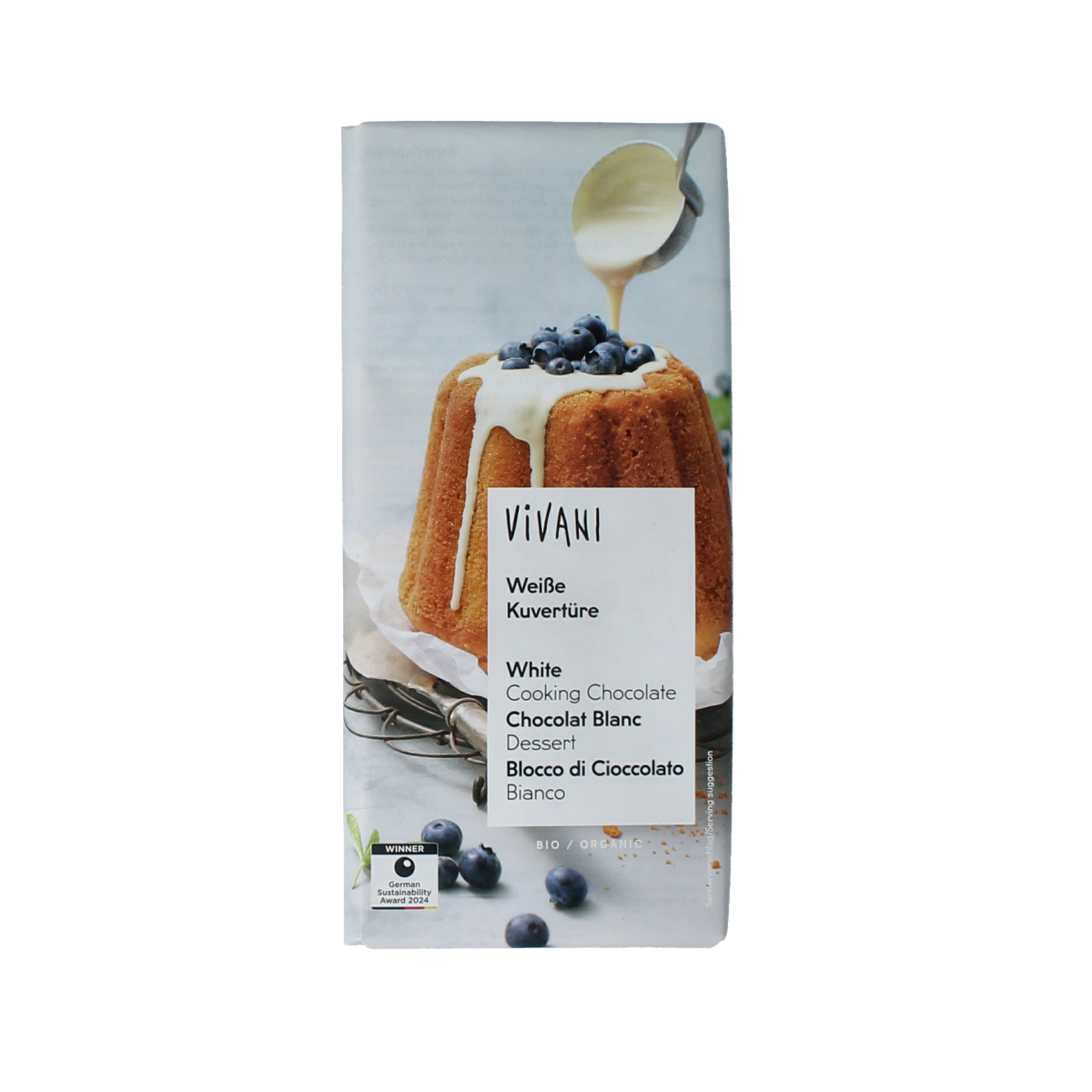Vivani Couverture smeltchocolade wit bio 150.00 Gram
