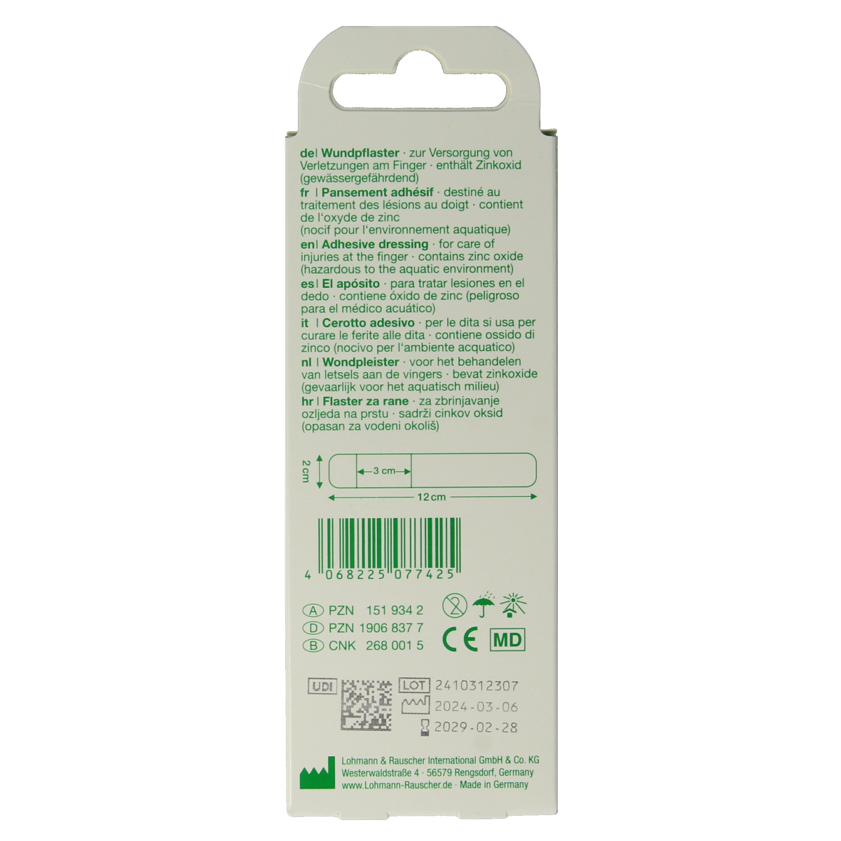Curaplast Sensitive vingerpleister 2x12cm 10.00 Stuks