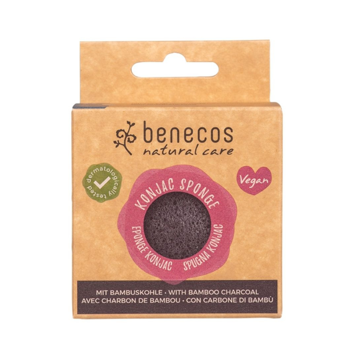 Benecos natural beauty Natural konjac sponge - black bamboo 1.00 Stuks