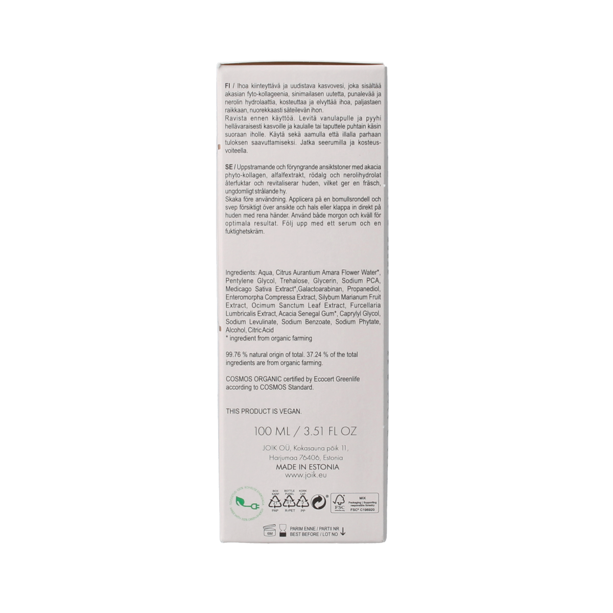 Joik Organics Re-boost collagen facial toner rejuvenating 100.00 Milliliter