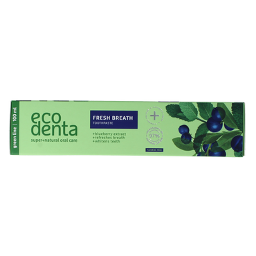 Ecodenta Tandpasta fresh breath Blue Berry green line 100.00 Milliliter