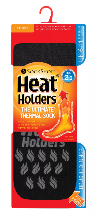 Heat Holders Mens socks anti slip 6-11 black/grey 1.00 Paar