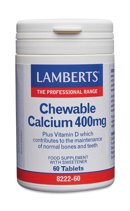 Lamberts Calcium kauwtabletten 400mg met vitamine D en FOS 60.00 Kauwtabletten