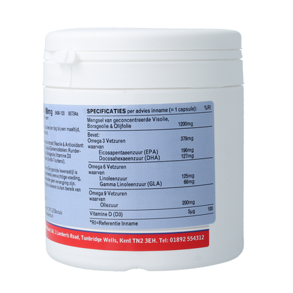 Lamberts Omega 3 6 9 visolie 1200mg + vitamine D3 120.00 Capsules