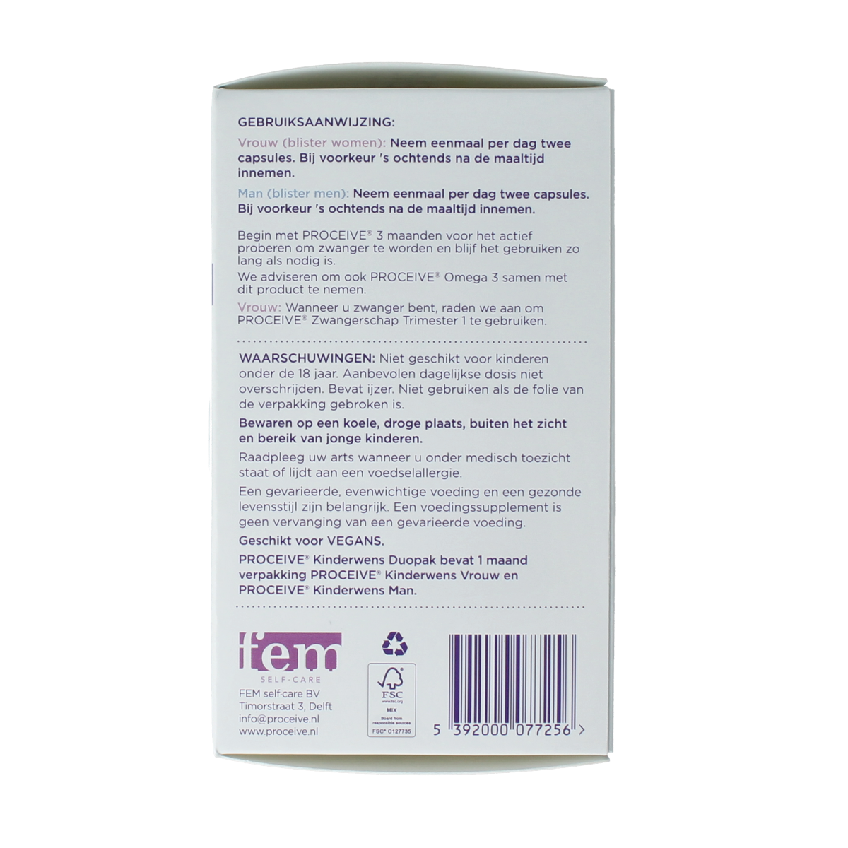 Proceive Kinderwens duo 60.00 Capsules