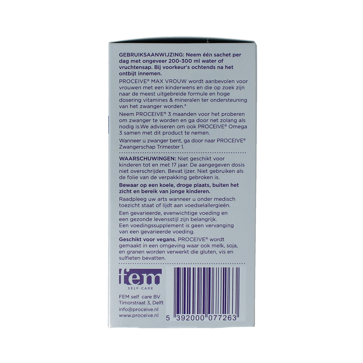 Proceive Kinderwens max vrouw sachets 30.00 Stuks