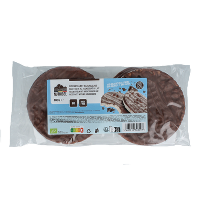 Nutribel Rijstwafels melkchocolade bio 100.00 Gram