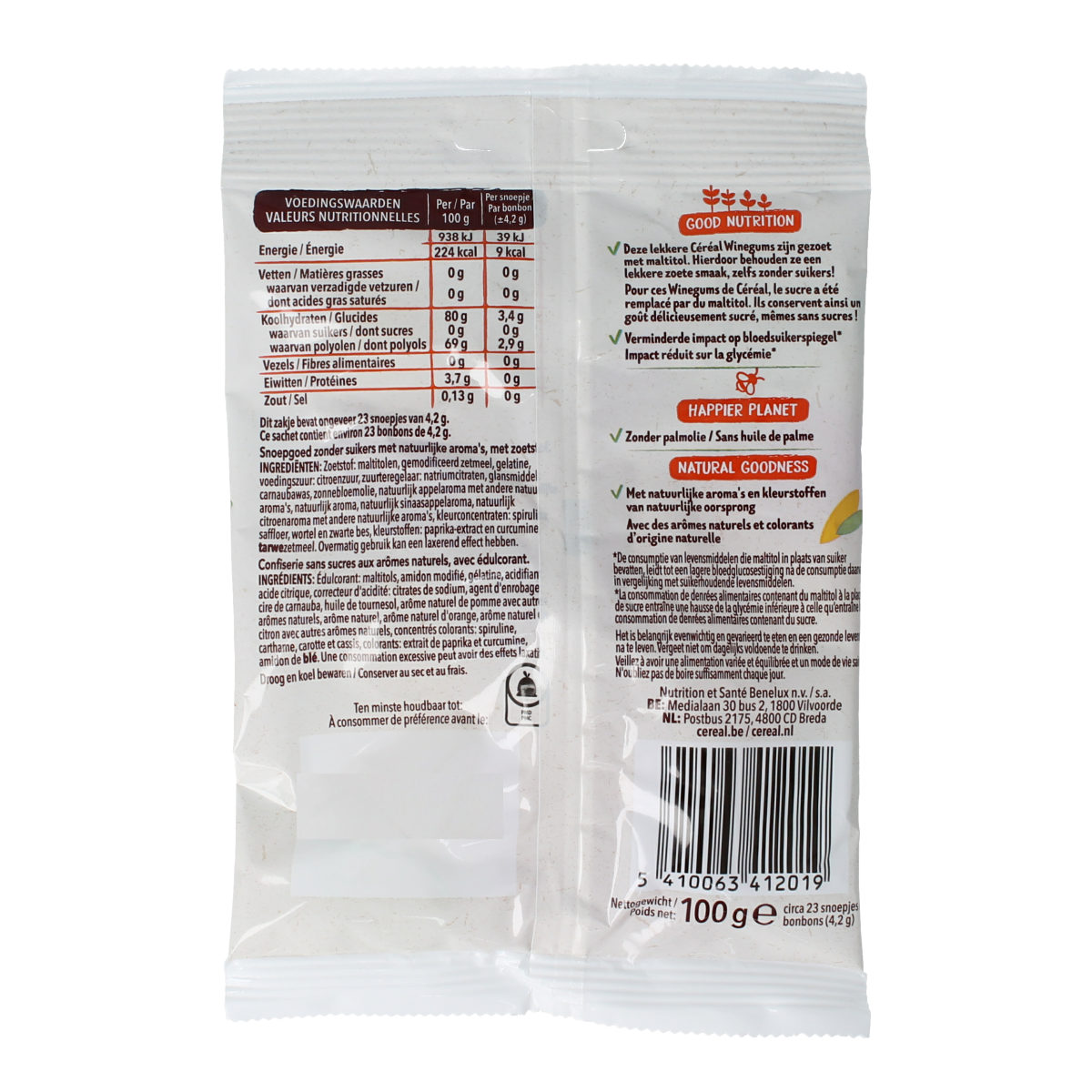 Cereal Winegums zonder suikers 100.00 Gram