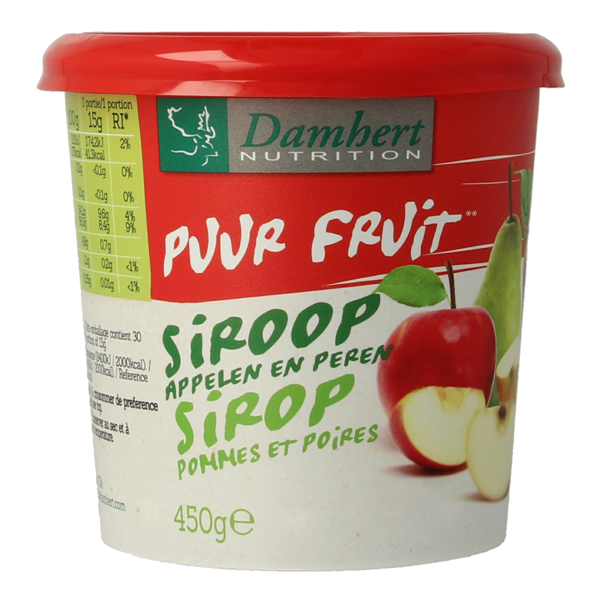 Damhert Puur fruit siroop appelen en peren  450.00 Gram
