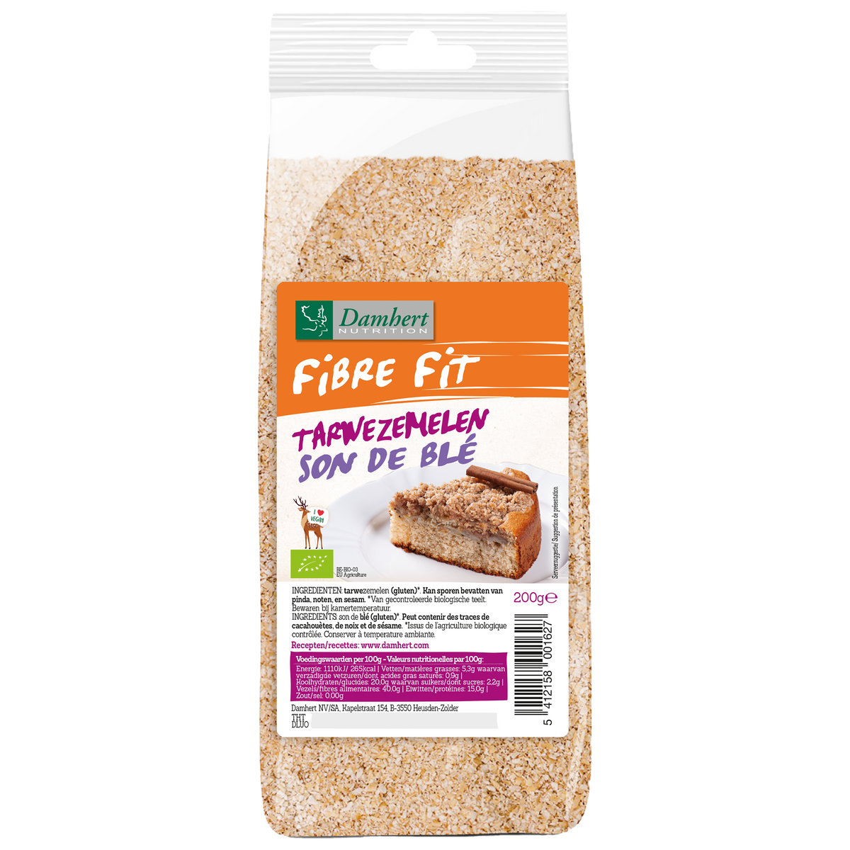 Damhert Fibre fit tarwezemelen bio 200.00 Gram