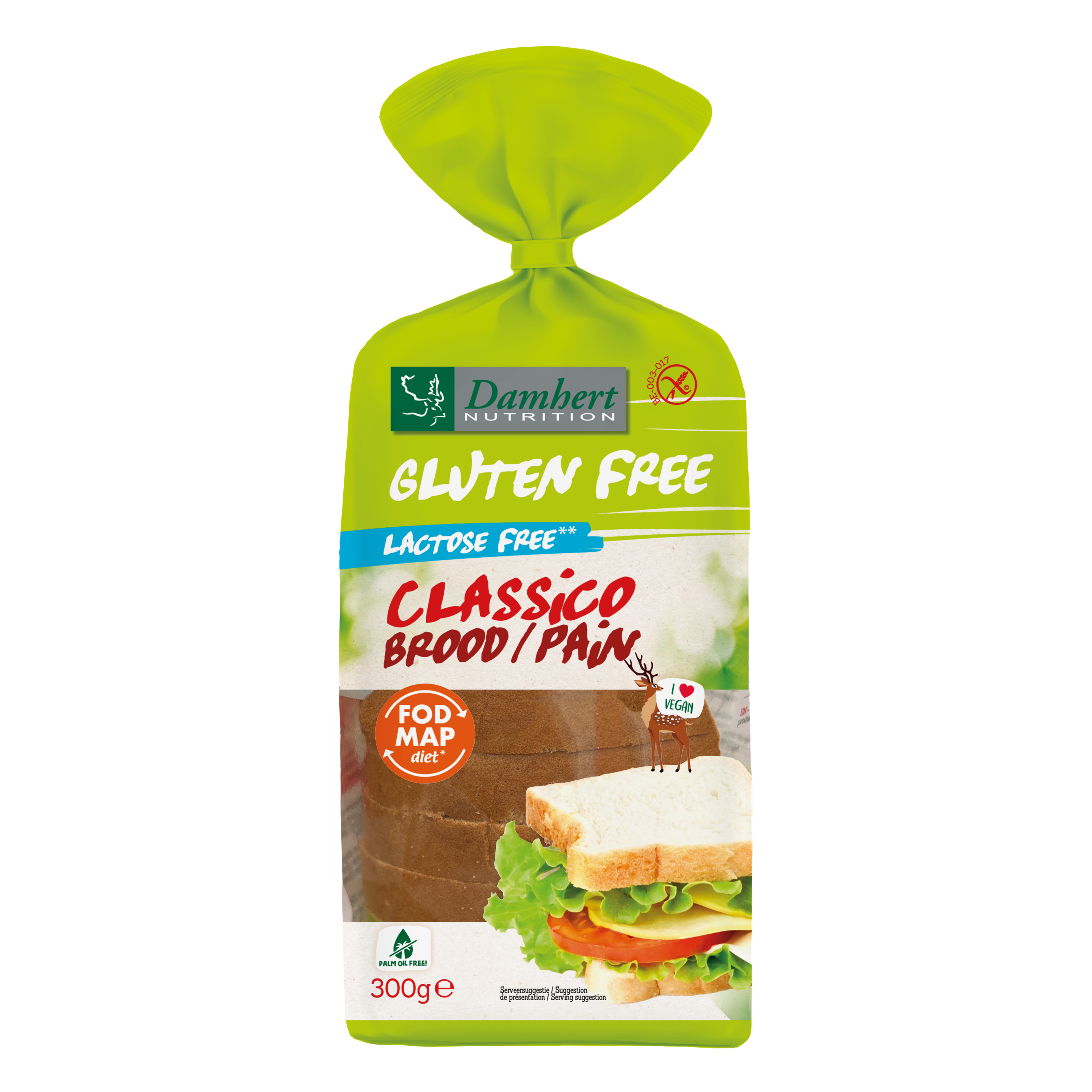 Damhert Classico brood glutenvrij 300.00 Gram