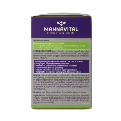 Mannavital Curcuma platinum 60.00 Vegetarische capsules