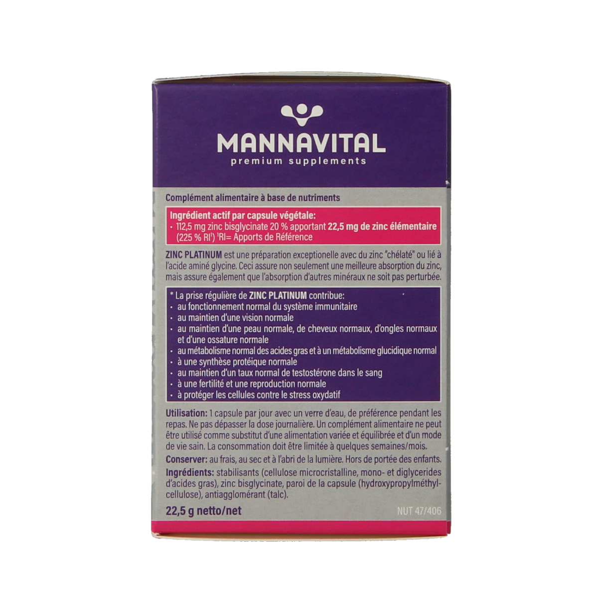 Mannavital Zink platinum 60.00 Vegetarische capsules