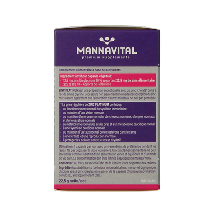 Mannavital Zink platinum 60.00 Vegetarische capsules