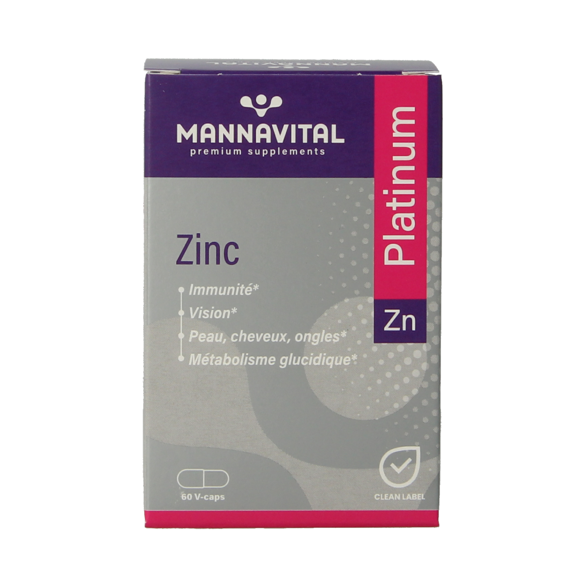 Mannavital Zink platinum 60.00 Vegetarische capsules