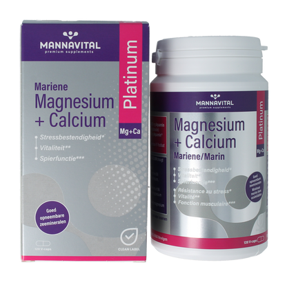 Mannavital Mariene magnesium + calcium platinum 120.00 Vegetarische capsules