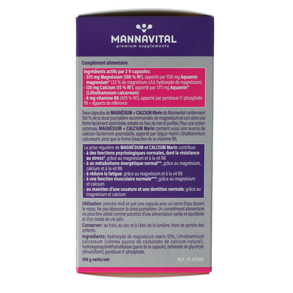 Mannavital Mariene magnesium + calcium platinum 120.00 Vegetarische capsules