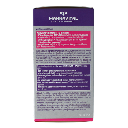 Mannavital Mariene magnesium + calcium platinum 120.00 Vegetarische capsules