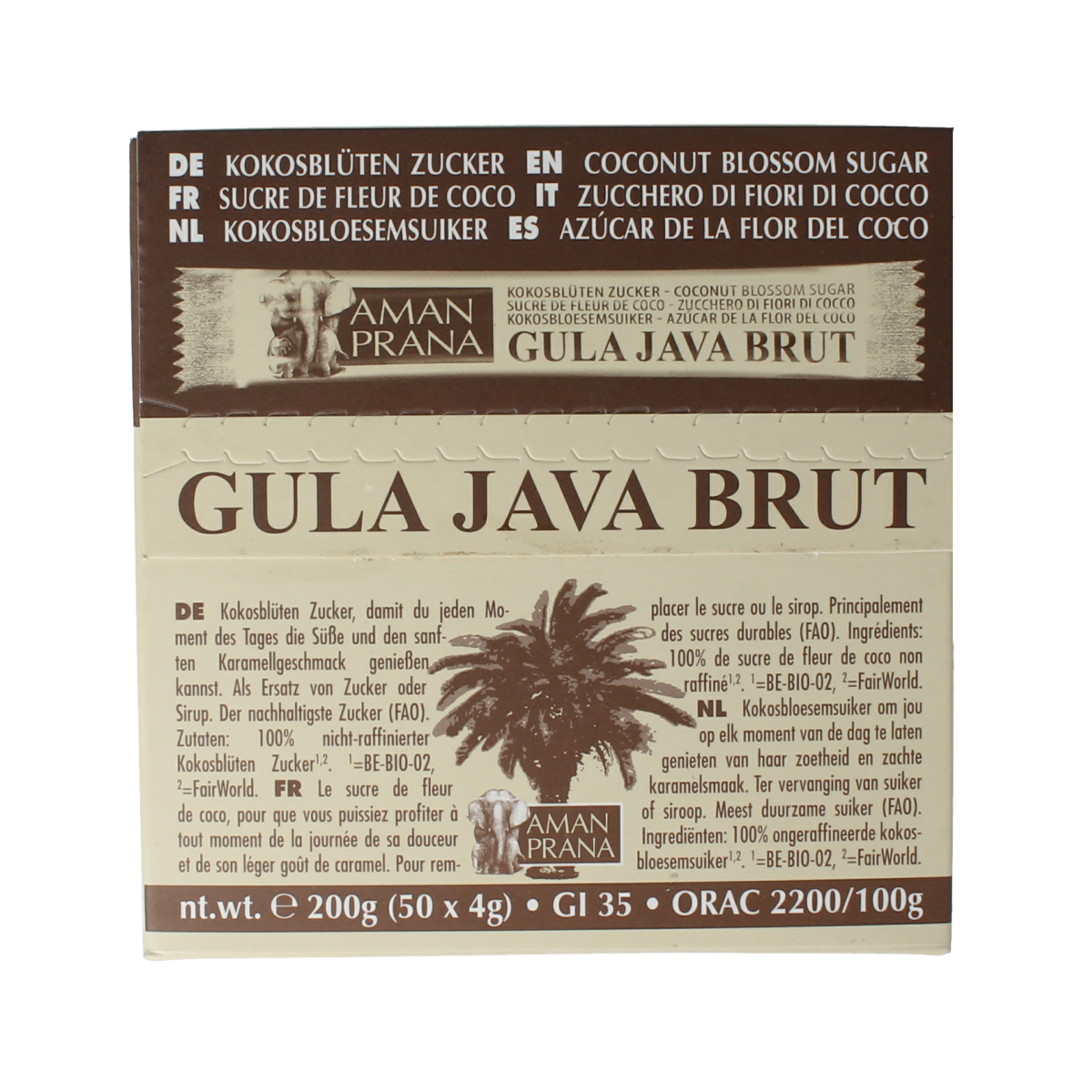 Amanprana Gula java brut stick 50 x 4 gram bio 200.00 Gram